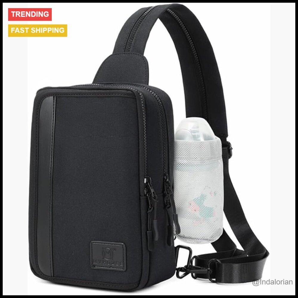 Nylon Sling Backpack Crossbody Bag 2-in-1 Diaper Purse Adjustable Straps